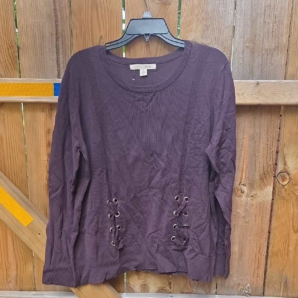 Elegant Lace-Up Purple Sweatshirt